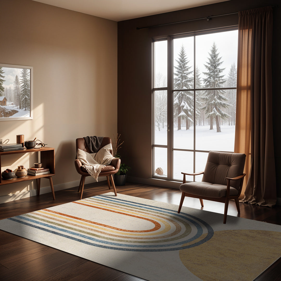 Tapis Scandinave Moderne Lavable en Machine Multicolore/Beige Ozu