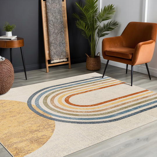 Tapis Scandinave Moderne Lavable en Machine Multicolore/Beige Ozu