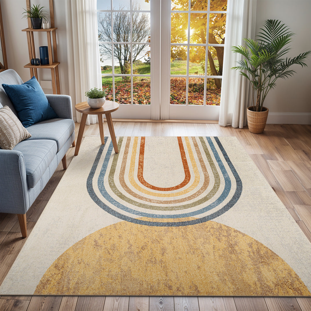 Tapis Scandinave Moderne Lavable en Machine Multicolore/Beige Ozu