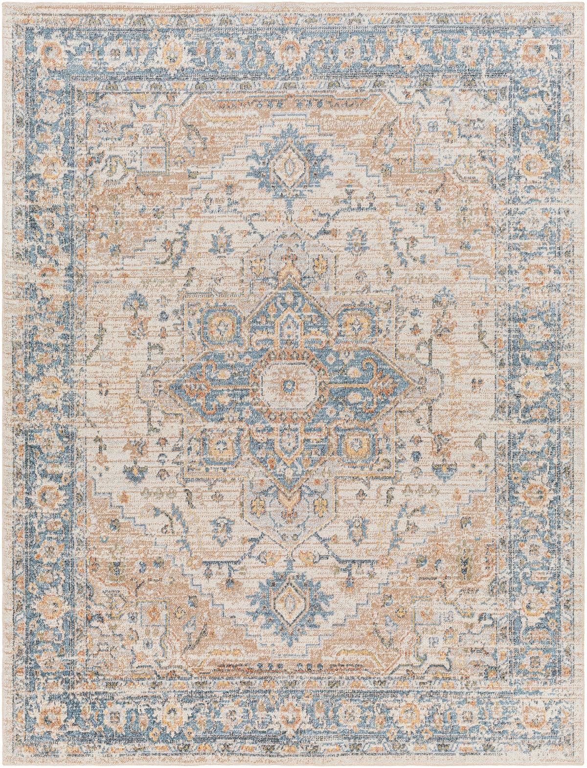 Tapis Vintage Uromi Lavable en Machine Marron/Bleu