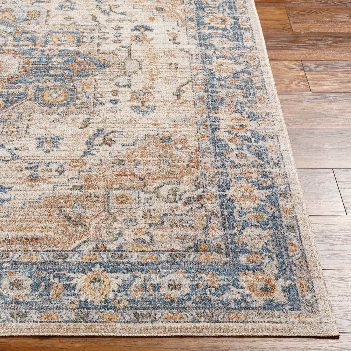 Tapis Vintage Uromi Lavable en Machine Marron/Bleu