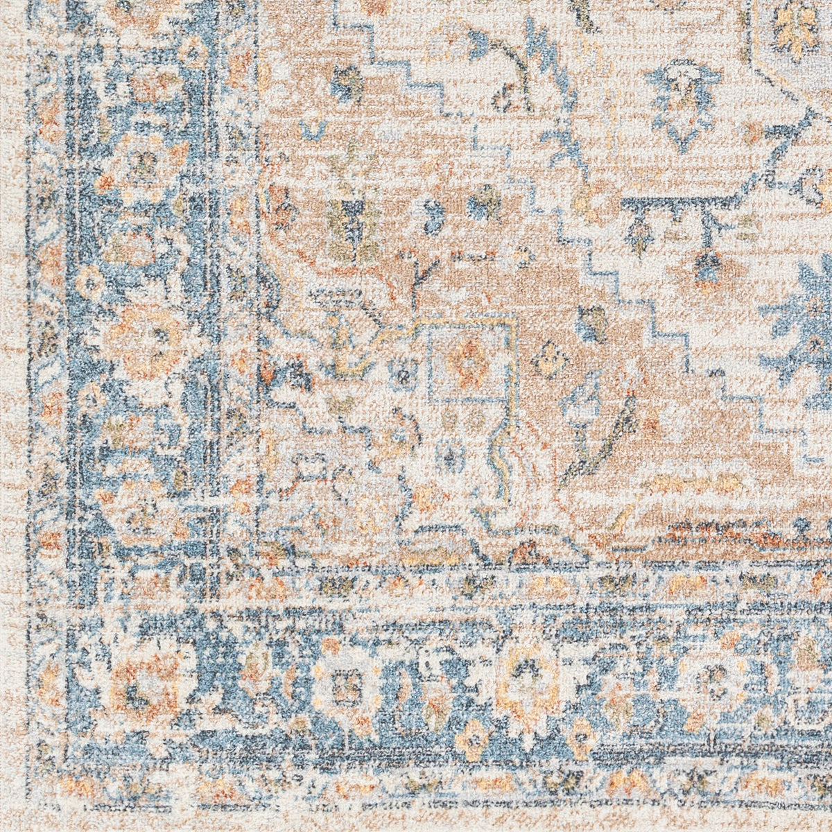 Tapis Vintage Uromi Lavable en Machine Marron/Bleu