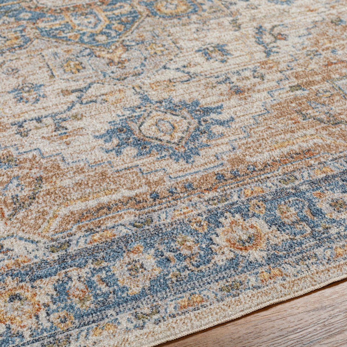 Tapis Vintage Uromi Lavable en Machine Marron/Bleu