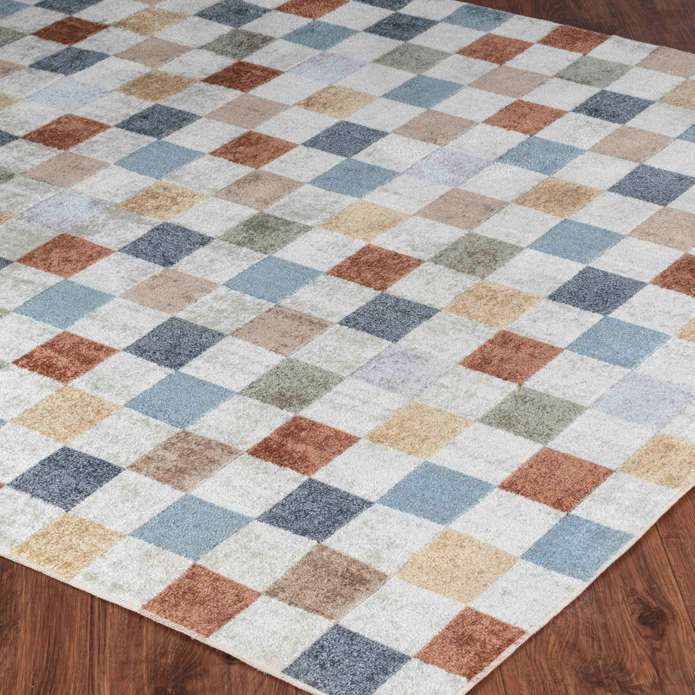 Tapis Scandinave Lavable en Machine Multicolore/Rouge Cleveland