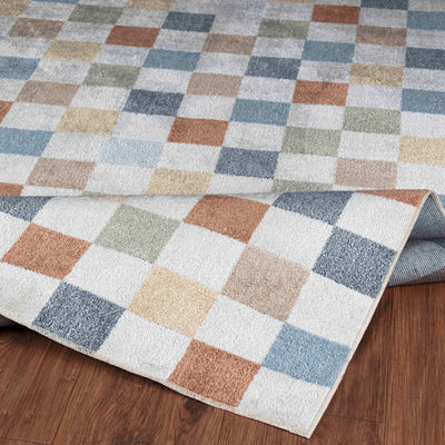 Tapis Scandinave Lavable en Machine Multicolore/Rouge Cleveland