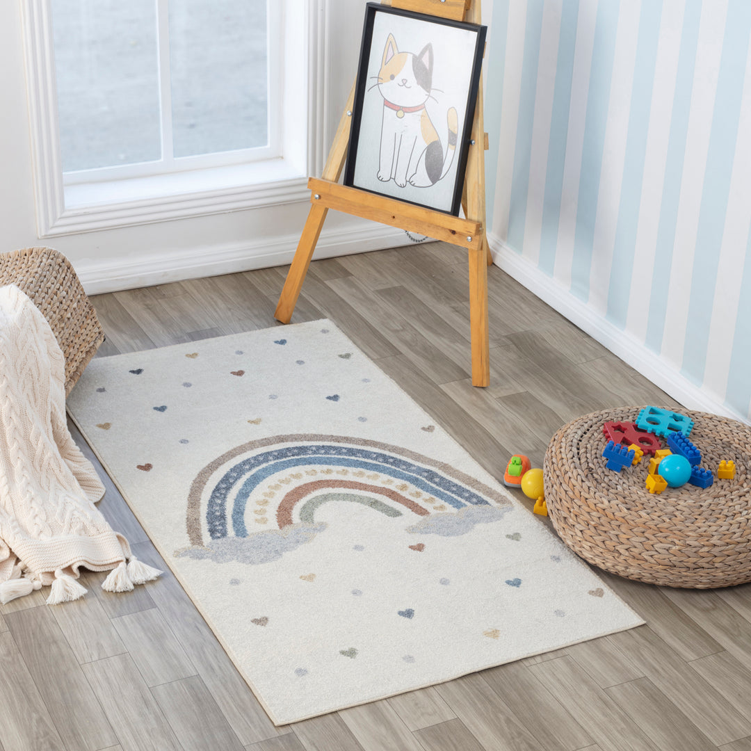 Tapis Enfant Lavable en Machine Arc-en-Ciel Multicolore/Orange Arcadia