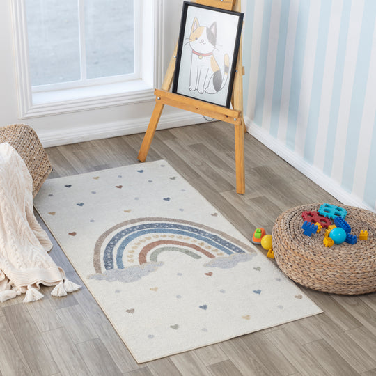 Tapis Enfant Lavable en Machine Arc-en-Ciel Multicolore/Orange Arcadia