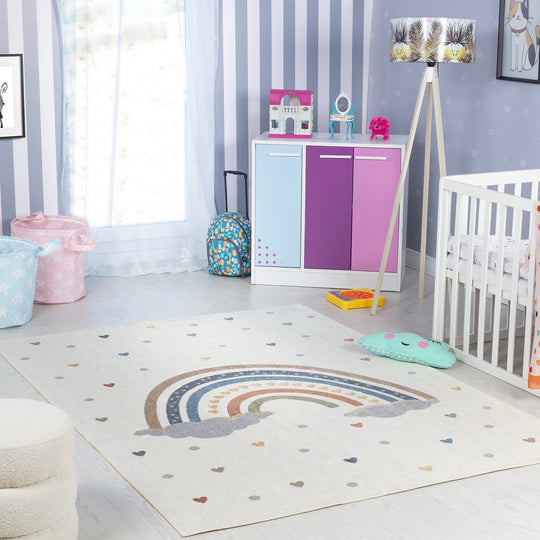 Tapis Enfant Lavable en Machine Arc-en-Ciel Multicolore/Orange Arcadia