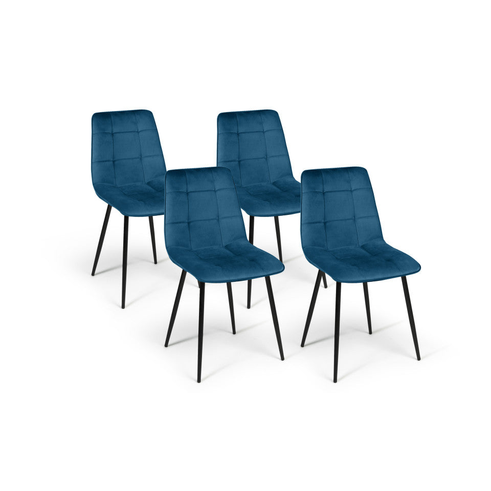 Lot de 4 chaises Linda bleu canard