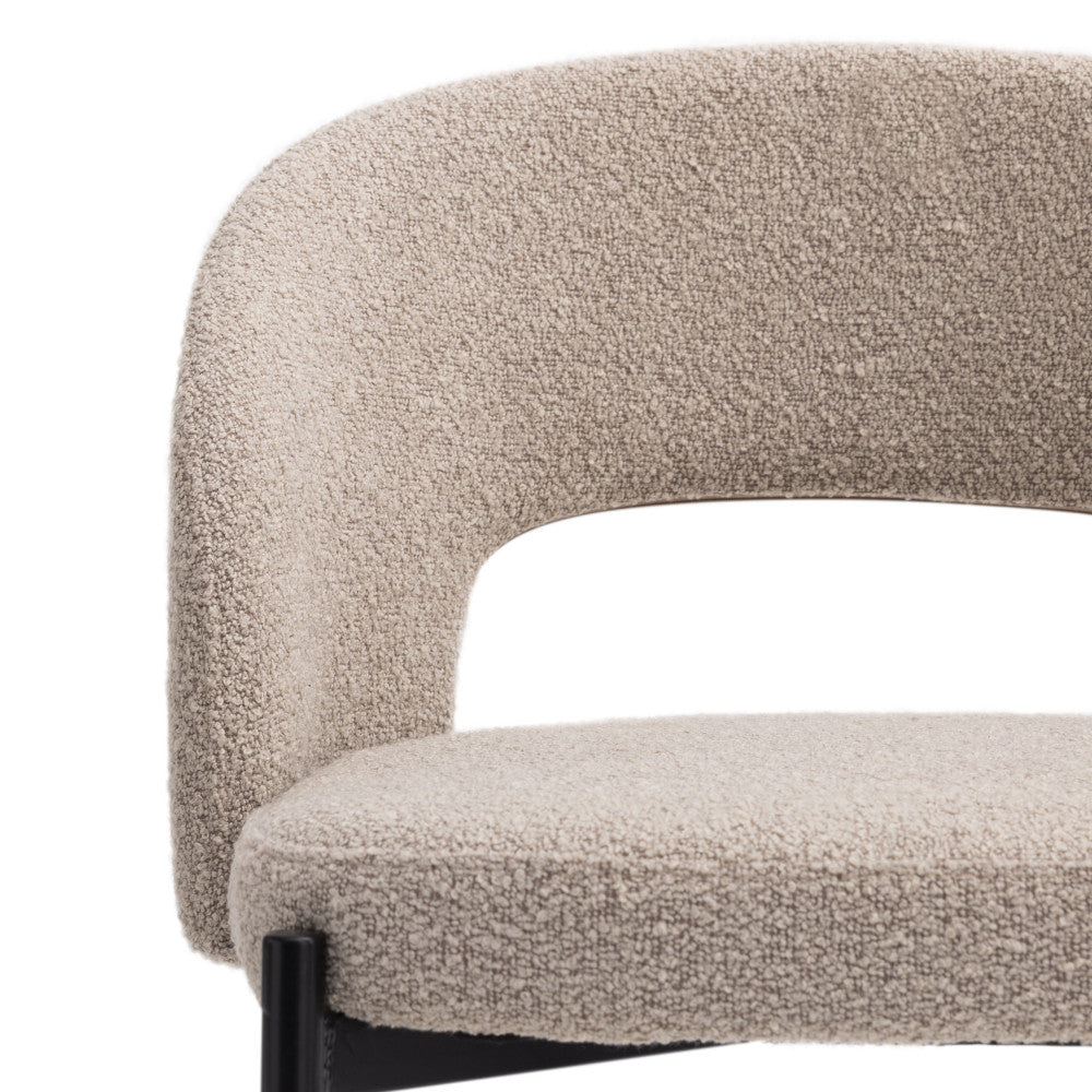 Lot de 2 chaises de bar DRAWER Soren en tissu bouclette beige chiné et métal H65cm