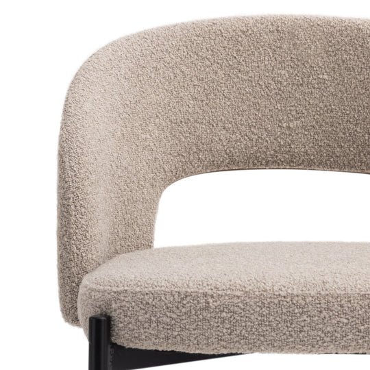 Lot de 2 chaises de bar DRAWER Soren en tissu bouclette beige chiné et métal H65cm