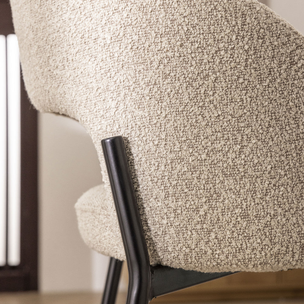 Lot de 2 chaises de bar DRAWER Soren en tissu bouclette beige chiné et métal H65cm