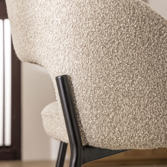 Lot de 2 chaises de bar DRAWER Soren en tissu bouclette beige chiné et métal H65cm