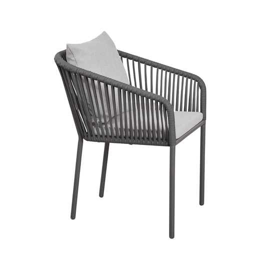 Lot de 2 chaises de jardin SKLUM Arhiza empilables avec accoudoirs en corde tressée gris graphite