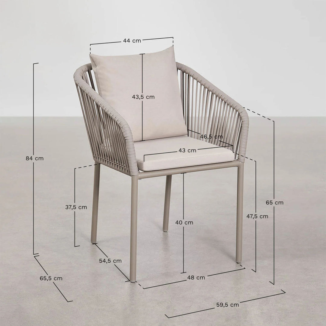 Lot de 2 chaises de jardin SKLUM Arhiza empilables avec accoudoirs en corde tressée gris graphite
