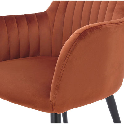 Lot de 2 Chaises Eleana avec accoudoirs en velours Terracotta et métal noir