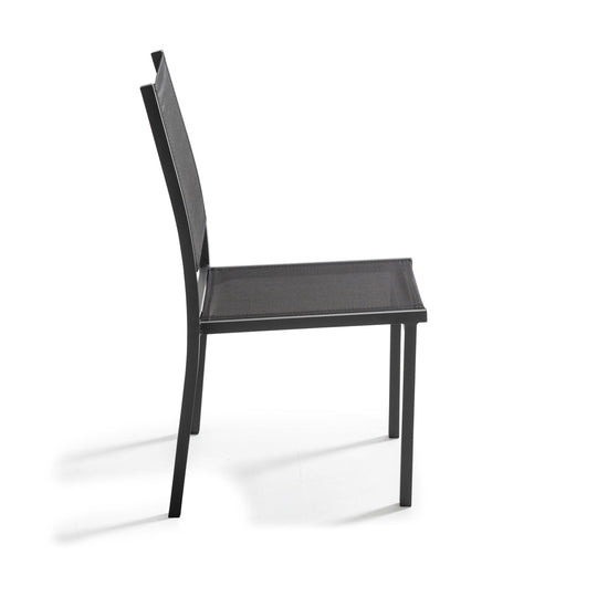 Lot de 4 chaises de jardin en aluminium et textilène-modele AJACCIO Noir