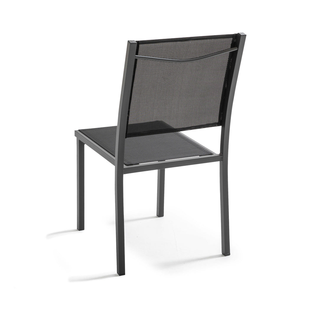 Lot de 4 chaises de jardin en aluminium et textilène-modele AJACCIO Noir