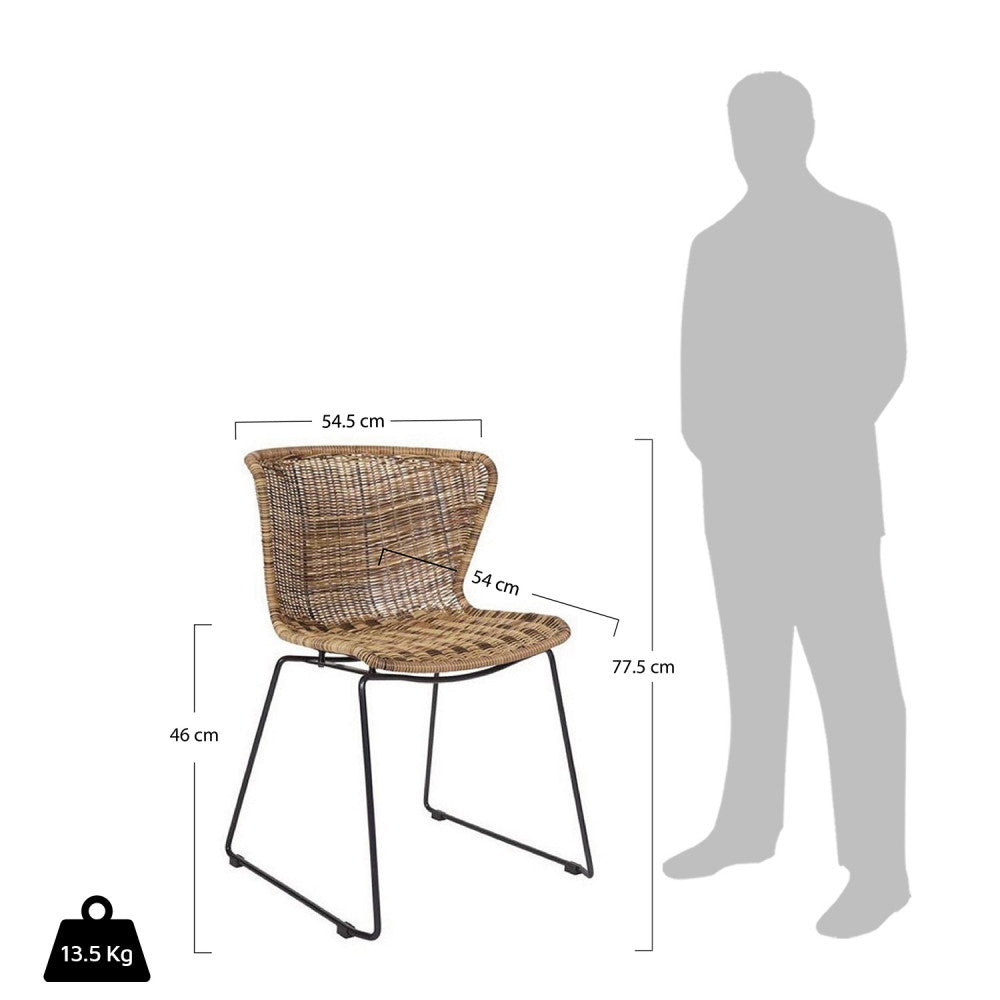 Lot de 2 chaises DRAWER Wings Naturel indoor/outdoor en résine tressée