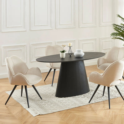 Lot de 2 chaises MAISON CEPHY Gulsun pivotantes avec accoudoirs en tissu beige et métal noir