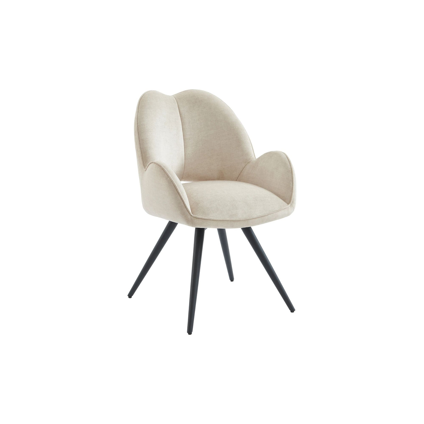 Lot de 2 chaises MAISON CEPHY Gulsun pivotantes avec accoudoirs en tissu beige et métal noir