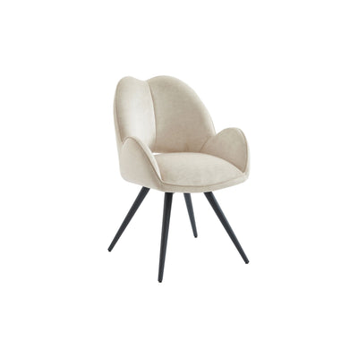 Lot de 2 chaises MAISON CEPHY Gulsun pivotantes avec accoudoirs en tissu beige et métal noir