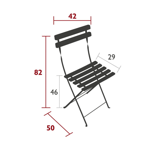 Lot de 2 chaises pliantes FERMOB Bistro en bois naturel et acier bleu maya