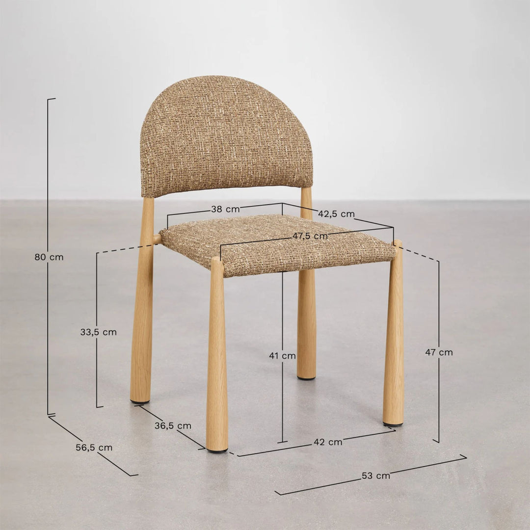 Lot de 2 chaises SKLUM Nagore de salle à manger rembourrées en tissu terre