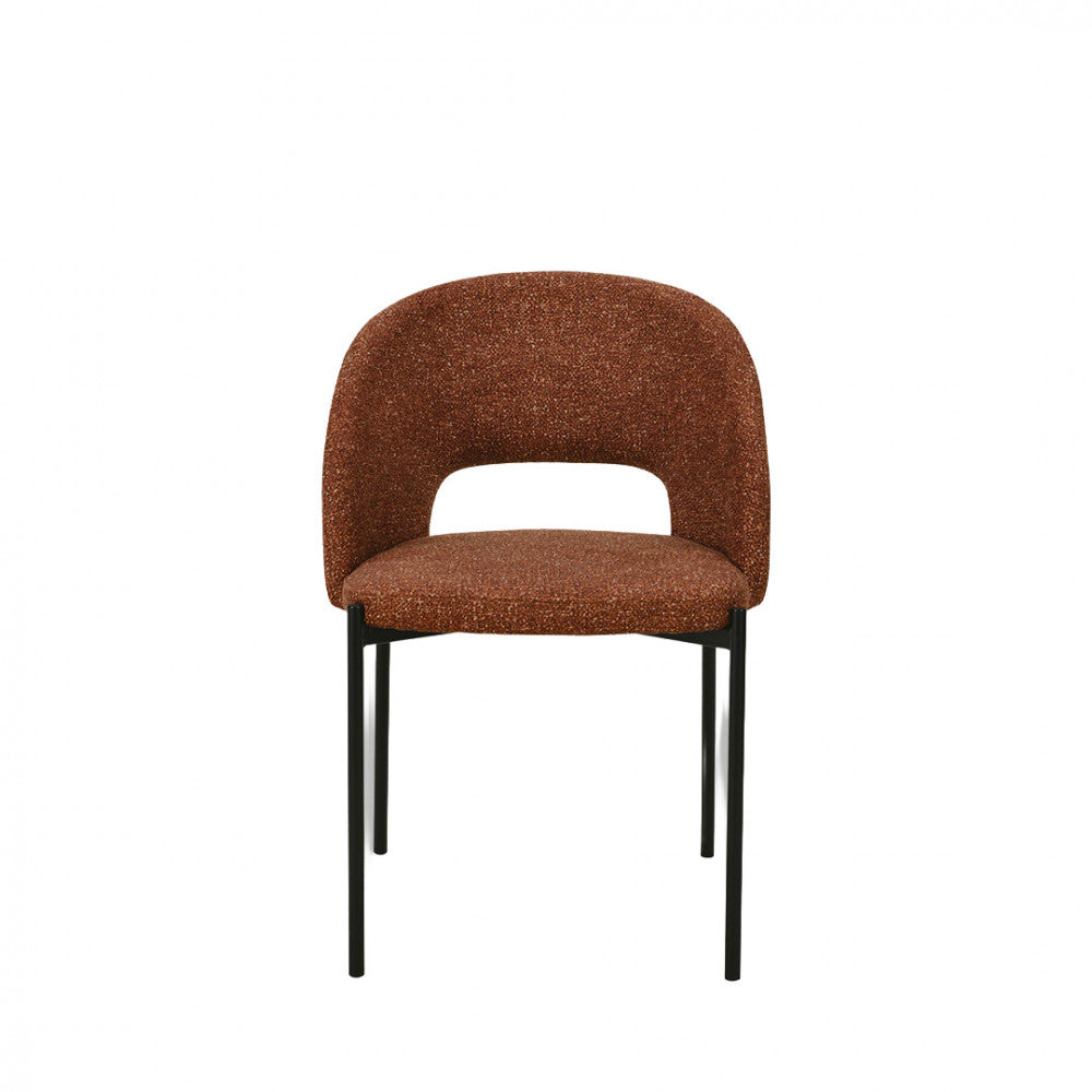 Lot de 4 chaises DRAWER Soren en tissu rouille chiné et métal