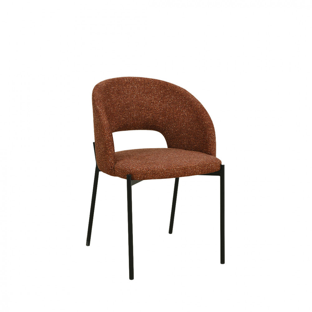 Lot de 4 chaises DRAWER Soren en tissu rouille chiné et métal
