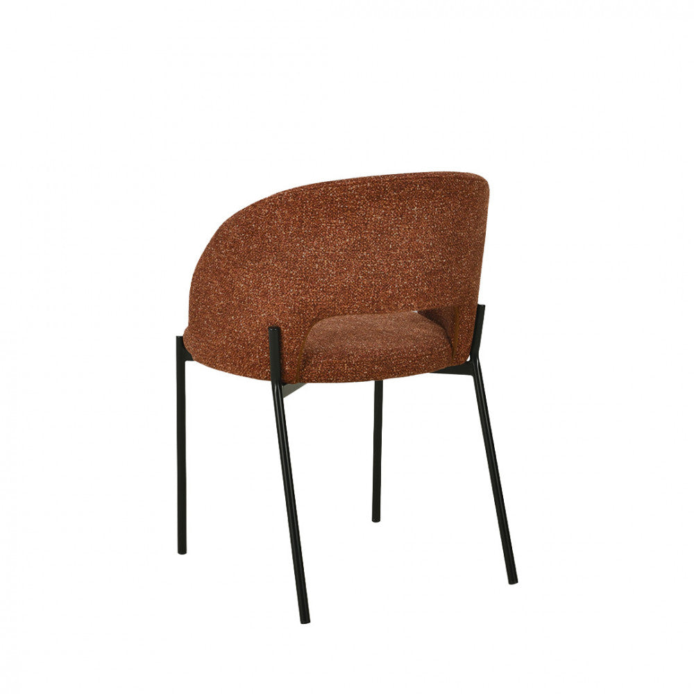 Lot de 4 chaises DRAWER Soren en tissu rouille chiné et métal
