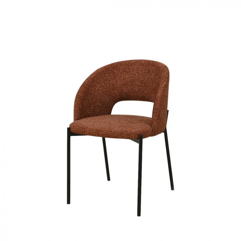 Lot de 4 chaises DRAWER Soren en tissu rouille chiné et métal