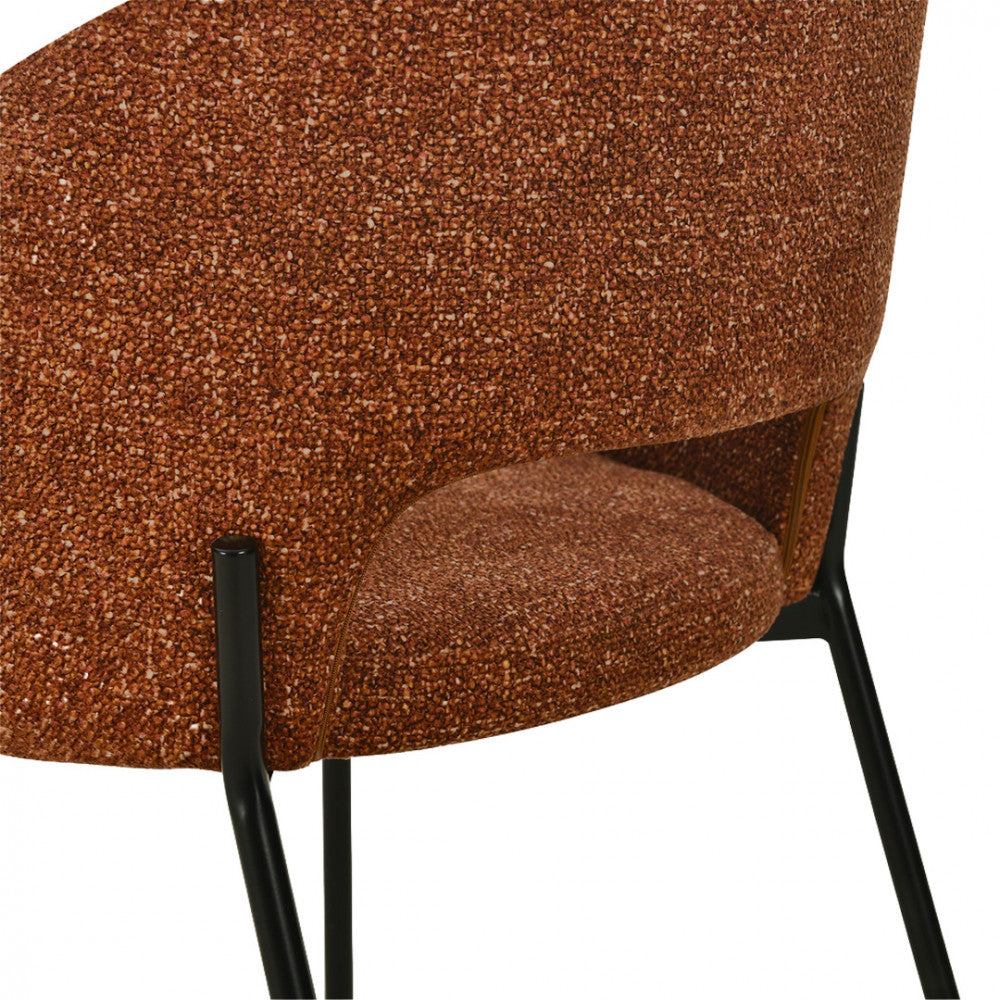 Lot de 4 chaises DRAWER Soren en tissu rouille chiné et métal