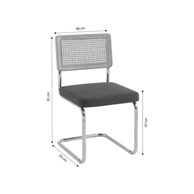 Lot de 4 chaises DRAWER Skana en velours côtelé et pieds chrome Terracotta