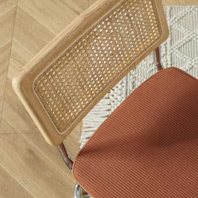 Lot de 4 chaises DRAWER Skana en velours côtelé et pieds chrome Terracotta