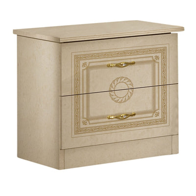 Lot de 2 Tables de Chevet LES TENDANCES Soraya avec 2 tiroirs laquées beige