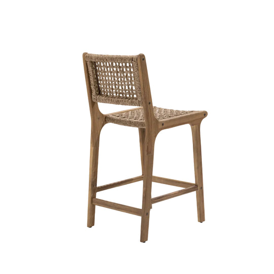 Lot de 2 tabourets de bar DRAWER Lexia intérieur/extérieur en bois d'acacia et résine tressée H76cm