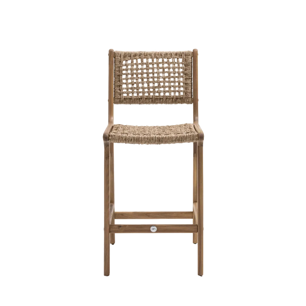 Lot de 2 tabourets de bar DRAWER Lexia intérieur/extérieur en bois d'acacia et résine tressée H76cm
