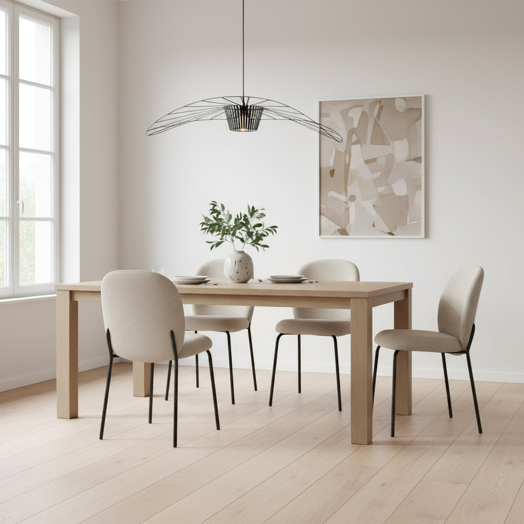 Lot de 4 chaises MARCKERIC Daia en tissu Beige et pieds noirs