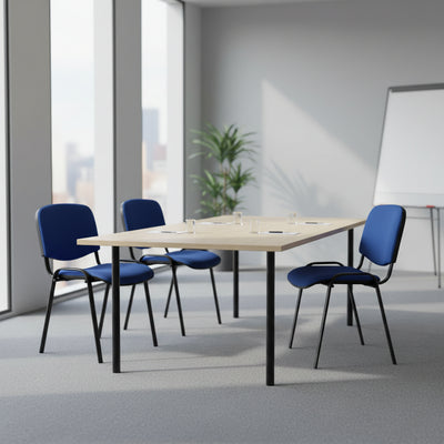 Lot de 4 chaises de conférences éco bleues avec pieds noirs