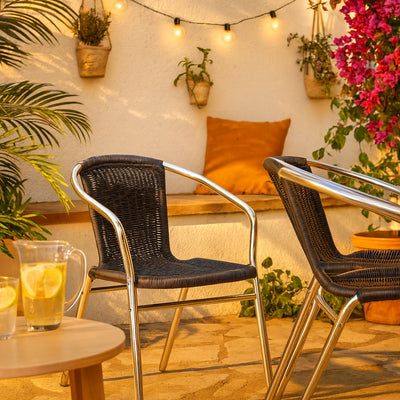 Lot de 4 chaises de jardin en aluminium et résine avec accoudoirs OVIALA