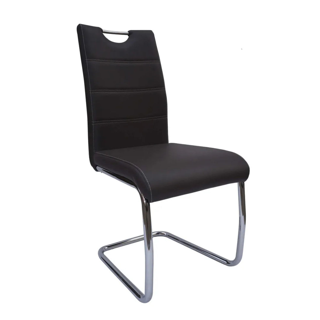 Lot de 4 chaises de salle à manger Raffie en métal et PU Noir