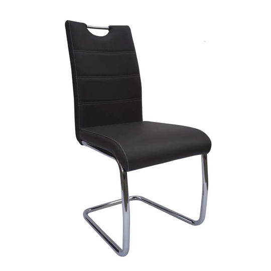 Lot de 4 chaises de salle à manger Raffie en métal et PU Noir