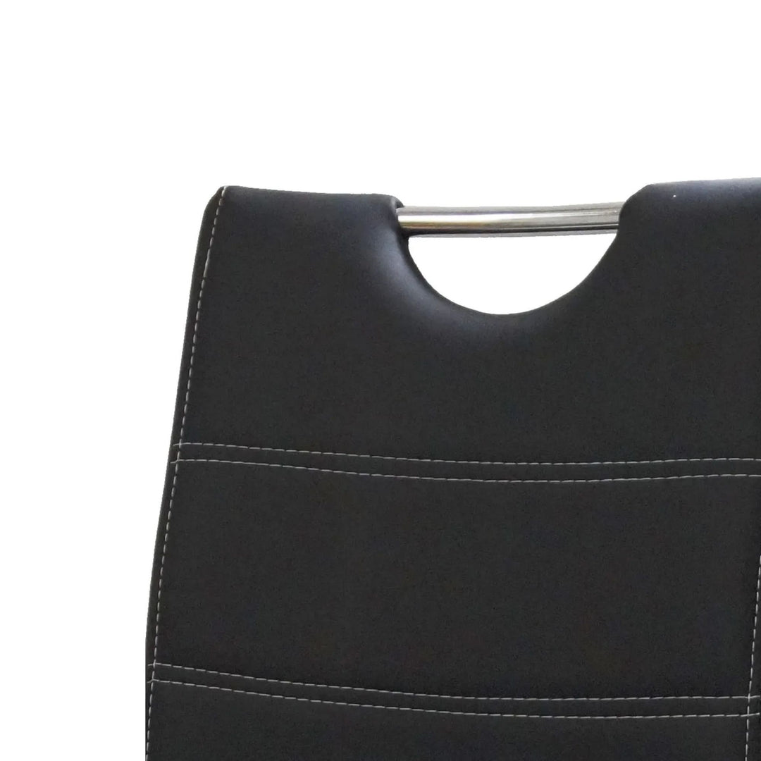 Lot de 4 chaises de salle à manger Raffie en métal et PU Noir