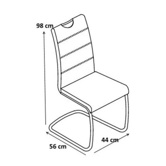 Lot de 4 chaises de salle à manger Raffie en métal et PU Noir