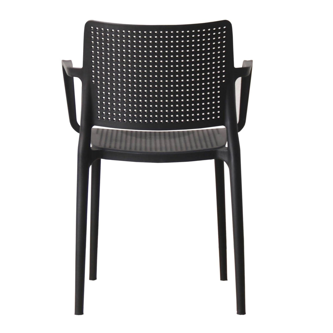 Lot de 4 chaises de jardin avec accoudoirs en plastique ajourée Oviala RIGA noire
