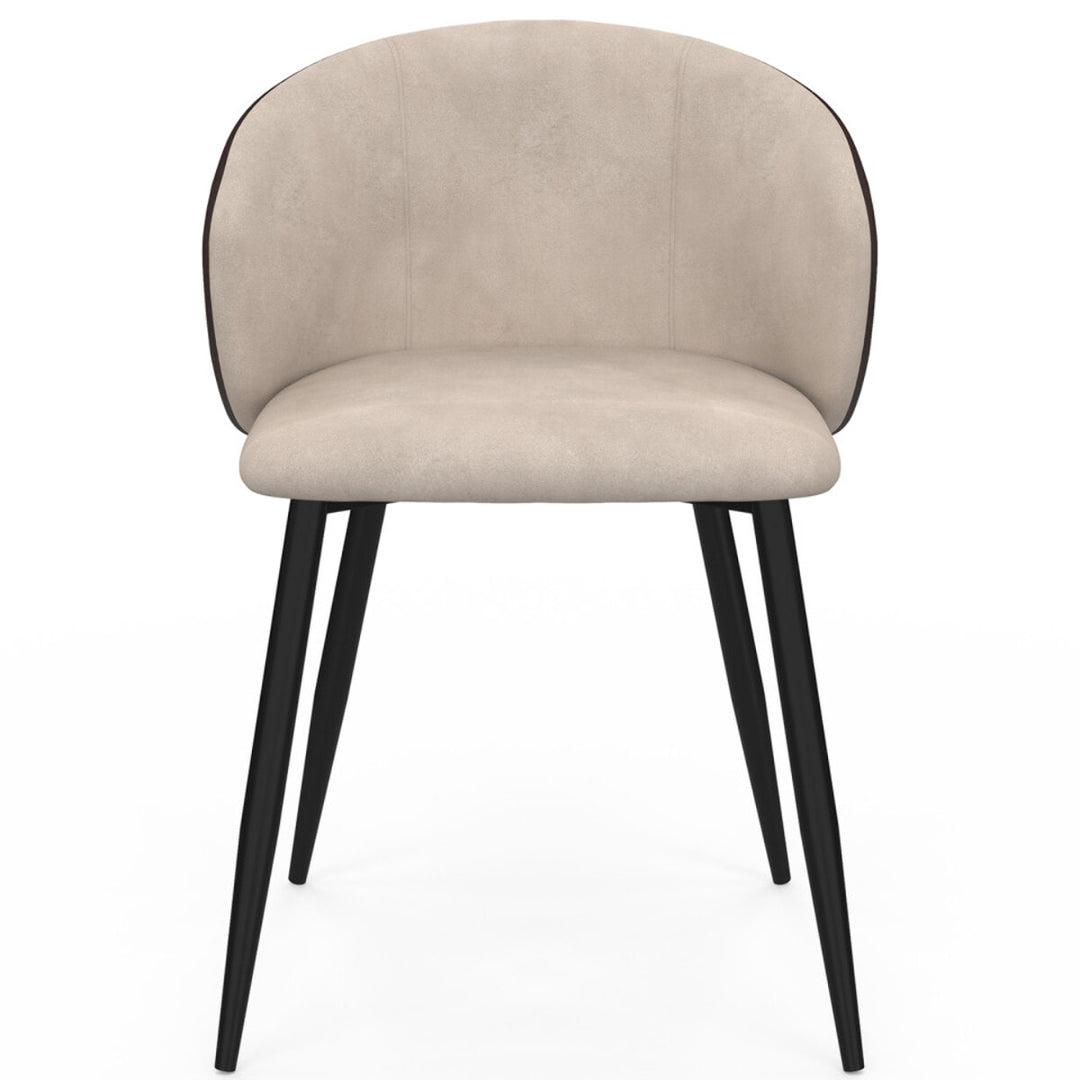 Lot de 4 chaises Idomya Léona  bi-matière taupe et marron pieds métal noirs