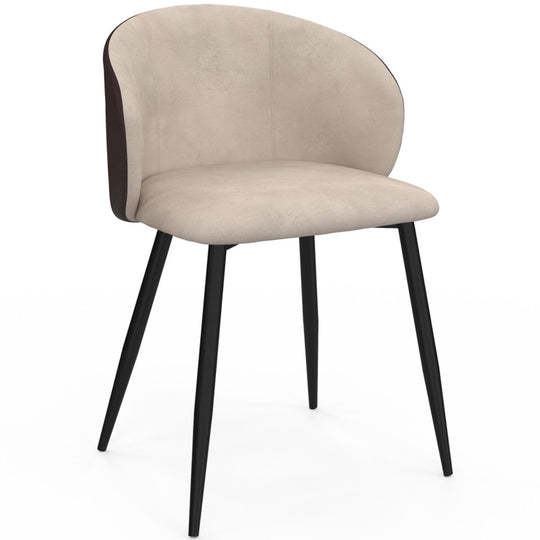 Lot de 4 chaises Idomya Léona  bi-matière taupe et marron pieds métal noirs