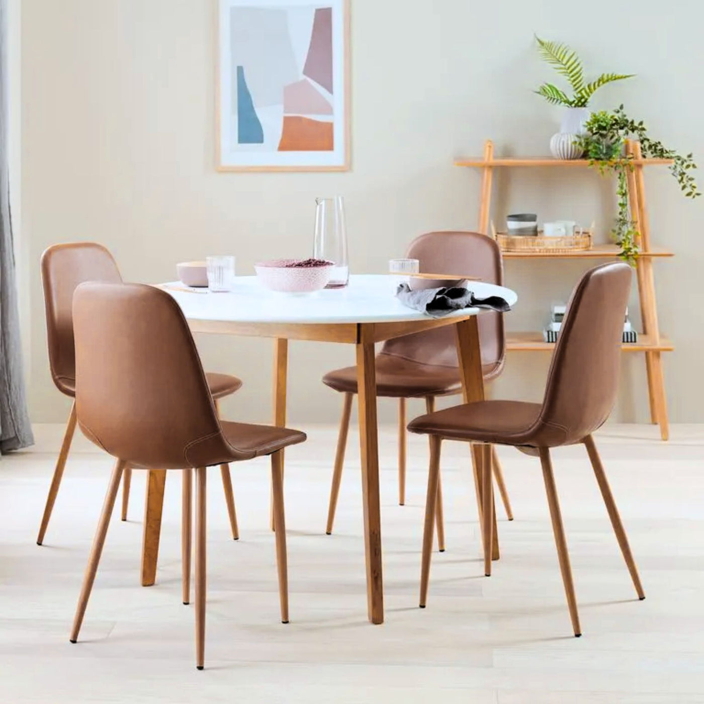 Lot de 4 chaises JYSK Jonstrup cognac/coloris chêne naturel