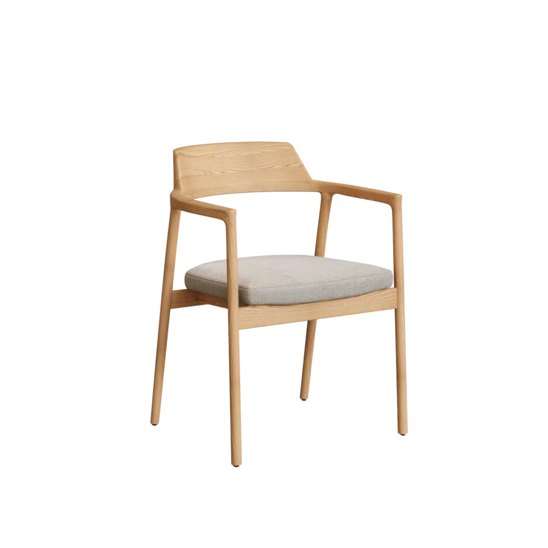 Lot de 6 chaises KAVE HOME Alocs en bois de chêne et tissu beige